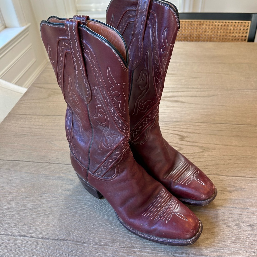 Lucchese Maroon Heeled Boots women size 9
